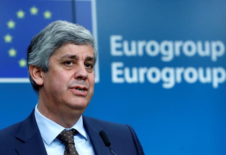 © Reuters. Centeno, Portugal's Finance Minister and newly elected President of the Eurogroup, holds a news conference at the European Council in Brussels