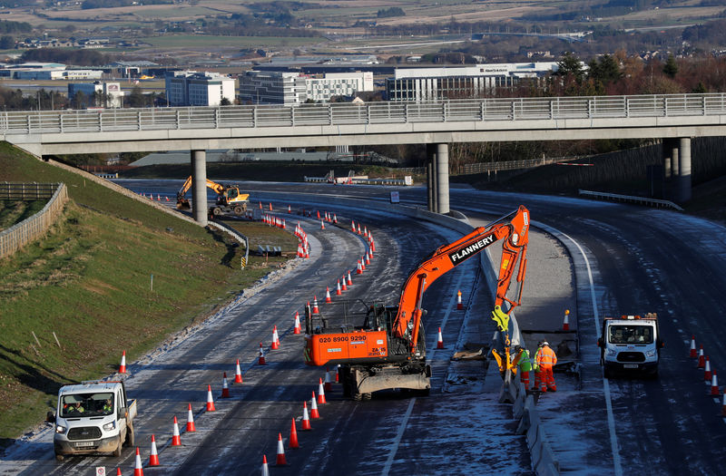 © Reuters. Construction takes place on the Western Peripheral Route in Aberdeen