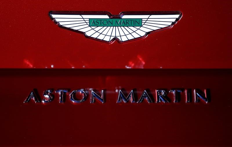 © Reuters. A company logo is seen on the new Aston Martin Vantage car at a media event in Gaydon, Britain