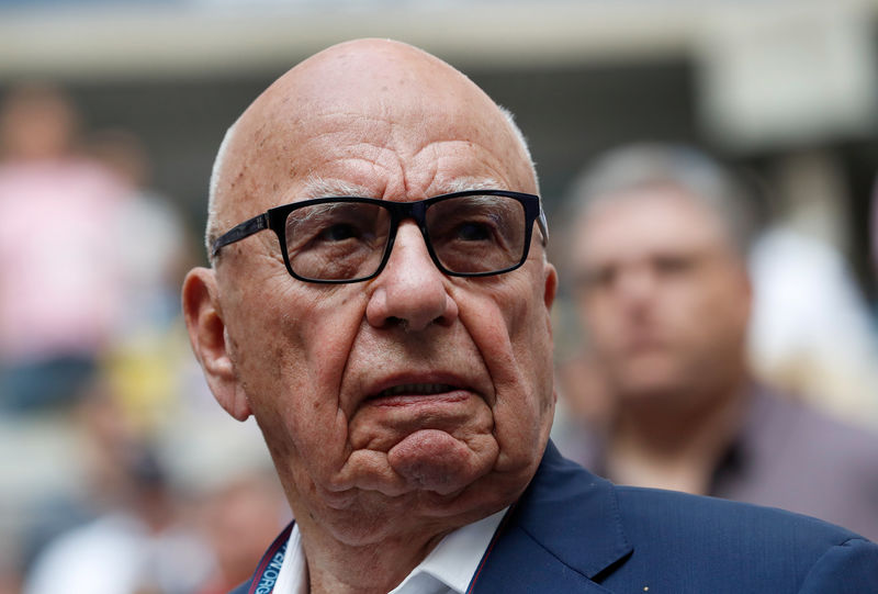 © Reuters. FILE PHOTO: Rupert Murdoch, Chairman of Fox News Channel attends Rafael Nadal of Spain's match against Kevin Anderson of South Africa at the U.S. Open in New York