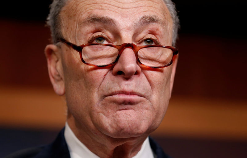 © Reuters. Senate Minority Leader Chuck Schumer (D-NY) speaks during a news conference after President Donald Trump and the U.S. Congress failed to reach a deal on funding for federal agencies in Washington