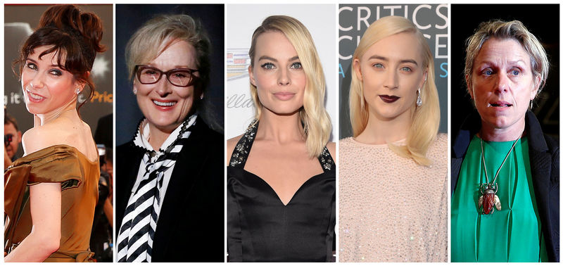 © Reuters. Indicadas à categoria de Melhor Atriz do Oscar 2018, Sally Hawkins, Meryl Streep, Margot Robbie, Saoirse Ronan e Frances McDormand