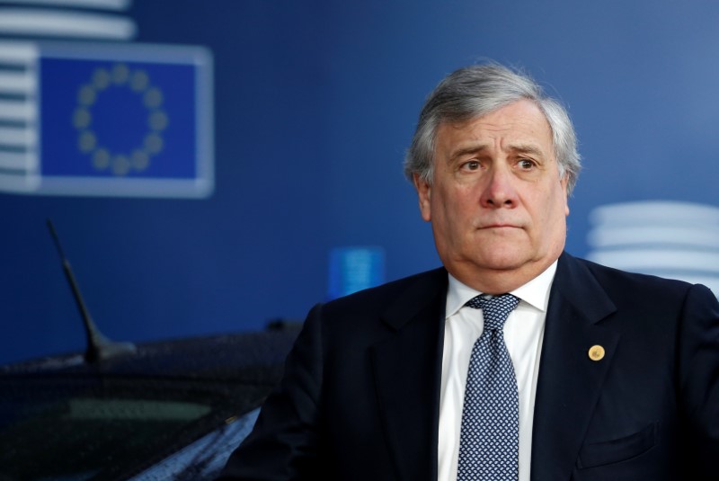 © Reuters. Il presidente del Parlamento Europeo Antonio Tajani