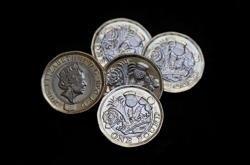 © Reuters. New one pound coins, which come into circulation today, are seen in London