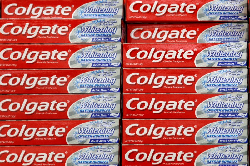© Reuters. Display of Colgate toothpaste is seen on store shelf in Westminster