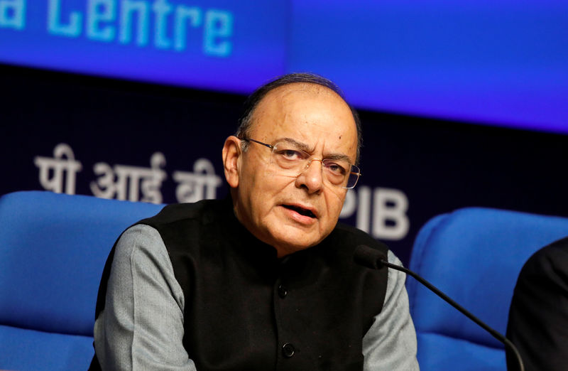 © Reuters. India's Finance Minister Arun Jaitley attends a news conference sharing details about the recapitalisation of public sector banks in New Delhi