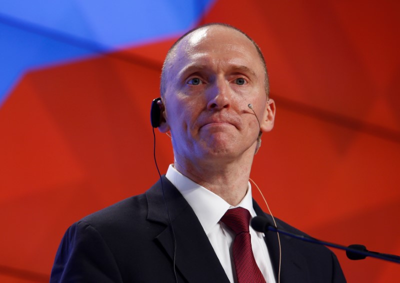 © Reuters. One-time advisor of U.S. president-elect Donald Trump Page addresses the audience during a presentation in Moscow