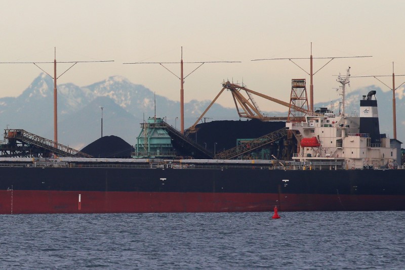 © Reuters. Bulk carriers are filled with coal for export at Roberts Bank Superport in Delta