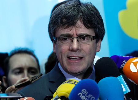 © Reuters. L'ex presidente catalano Carles Puigdemont