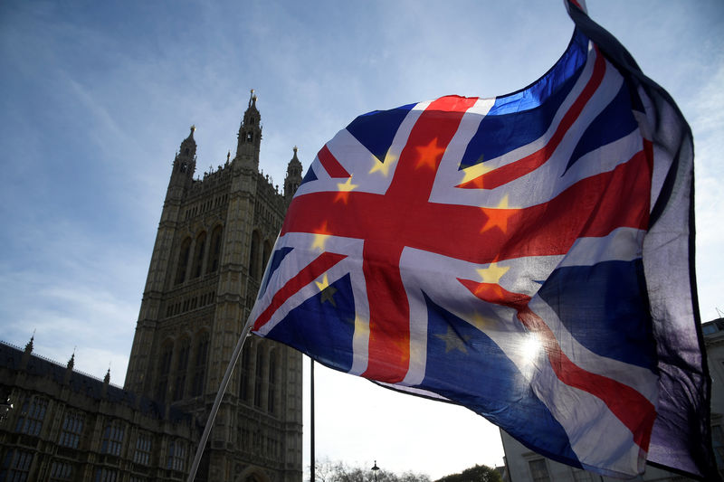 © Reuters. Manifestante contra o Brexit protesta em frente ao Parlamento britânico