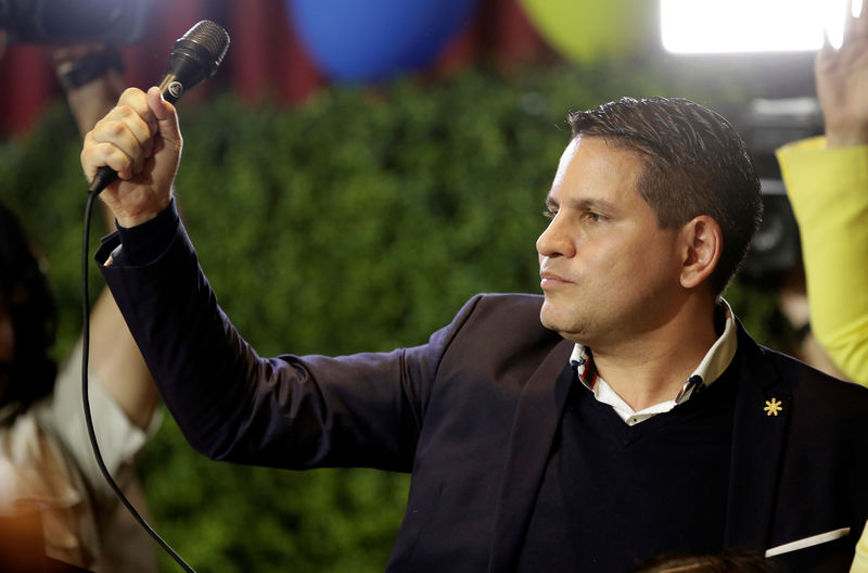 © Reuters. Fabricio Alvarado Muñoz, candidato à Presidência da Costa Rica, durante evento em San José