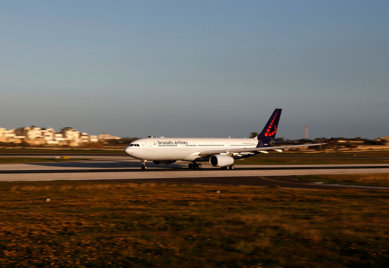 © Reuters. A Brussels Airlines Airbus A330-343 passenger jet speeds down the runway to take off from Malta International Airport outside Luqa