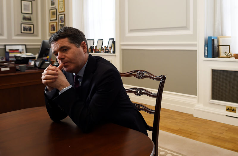 © Reuters. Ireland's Minister for Finance Paschal Donohoe speaks during an interview with Reuters at the Ministry of Finance in Dublin