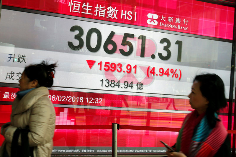 © Reuters. A panel displays the closing morning trading Hang Seng Index in Hong Kong