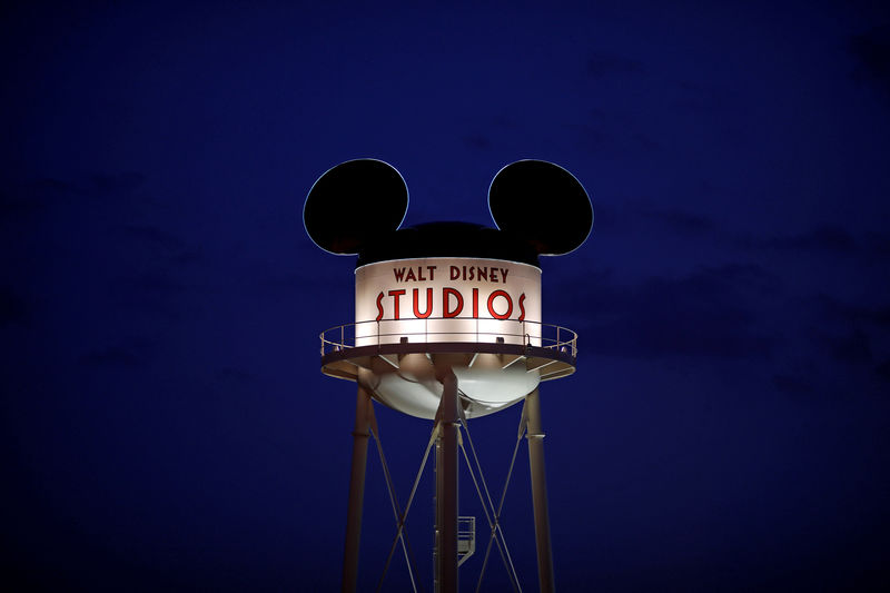 © Reuters. FILE PHOTO: The sign of Walt Disney Studios Park is seen at the entrance at Disneyland Paris ahead of the 25th anniversary of the park in Marne-la-Vallee