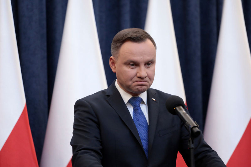 © Reuters. Presidente polonês Andrzej Duda fala em Varsóvia