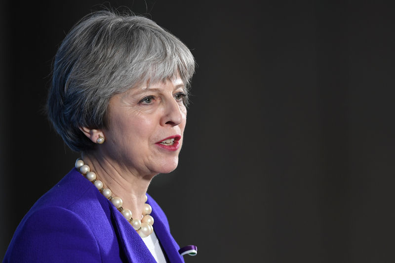 © Reuters. Britain's Prime Minister Theresa May gives a speech in Manchester