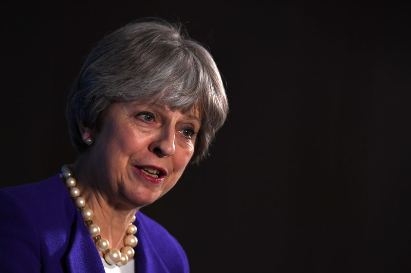 © Reuters. Britain's Prime Minister Theresa May gives a speech in Manchester