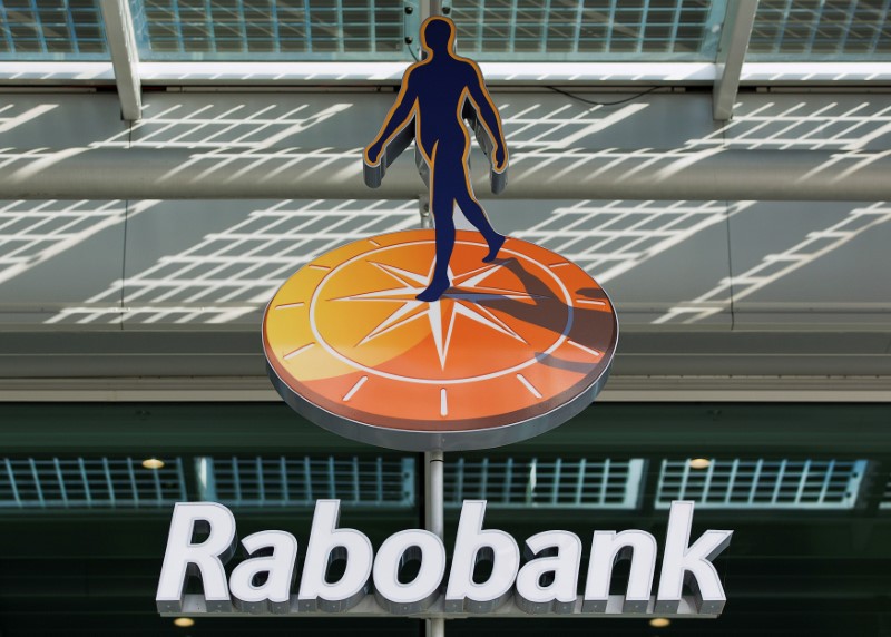 © Reuters. The logo of Rabobank is seen at its headquarters in Utrecht