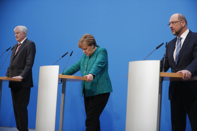 © Reuters. Coalition talks of CDU/CSU and SPD in Berlin