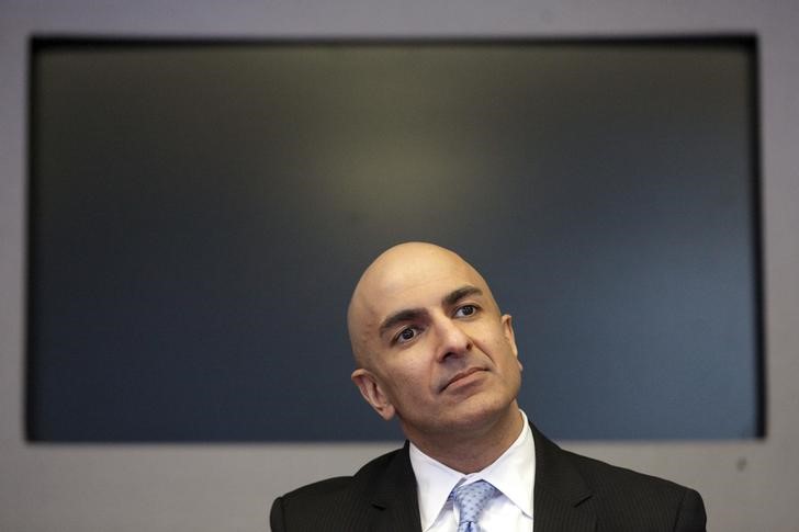 © Reuters. Minneapolis Fed President Neel Kashkari speaks during an interview at Reuters in New York