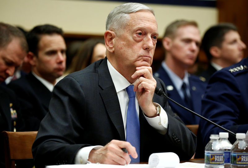 © Reuters. U.S. Defense Secretary Jim Mattis testifies to the House Armed Services Committee in Washington