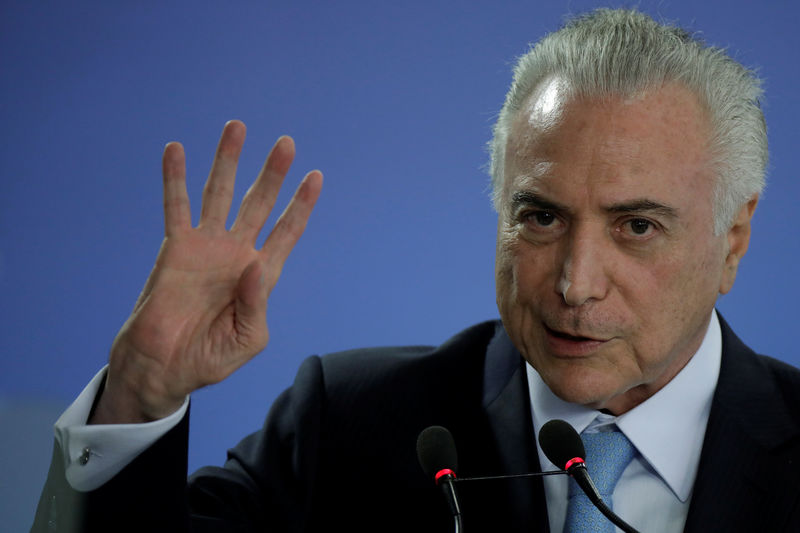 © Reuters. Presidente Michel Temer durante cerimônia no Palácio do Planalto, em Brasília