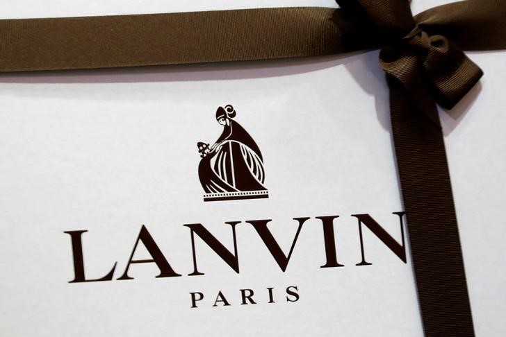 © Reuters. The logo of Lanvin, luxury clothing and accessories, is seen on a box in a store of French fashion house Lanvin in Paris