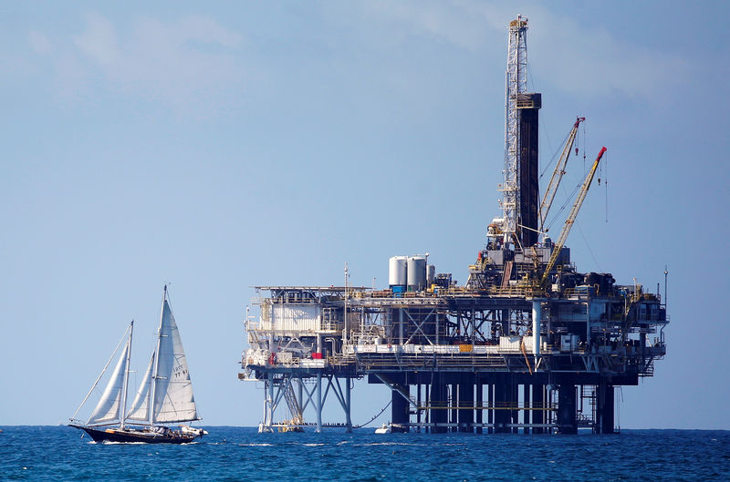 © Reuters. FILE PHOTO: An offshore oil platform is seen in Huntington Beach