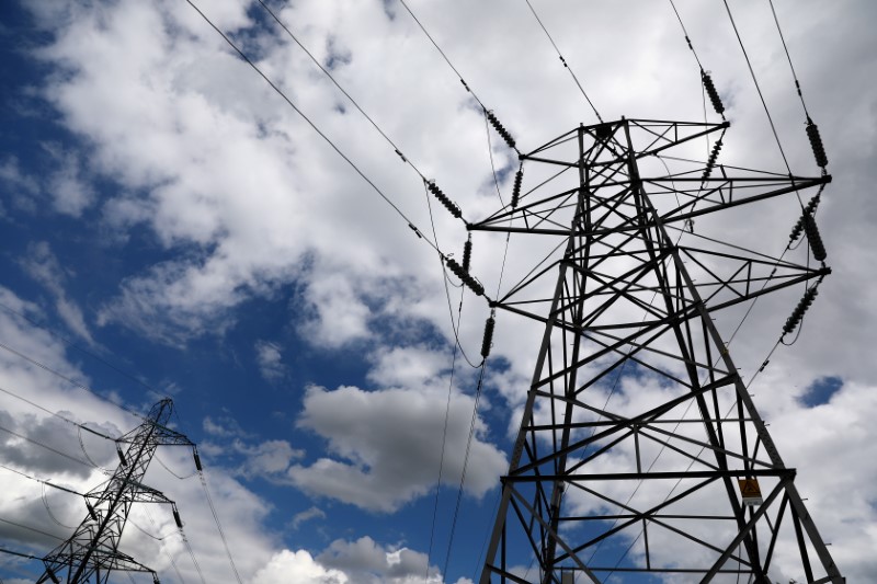 © Reuters. FILE PHOTO - Electricity pylons are seen in London