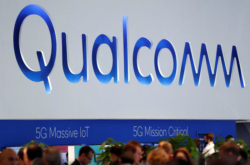 © Reuters. The logo of Qualcomm is seen during the Mobile World Congress in Barcelona