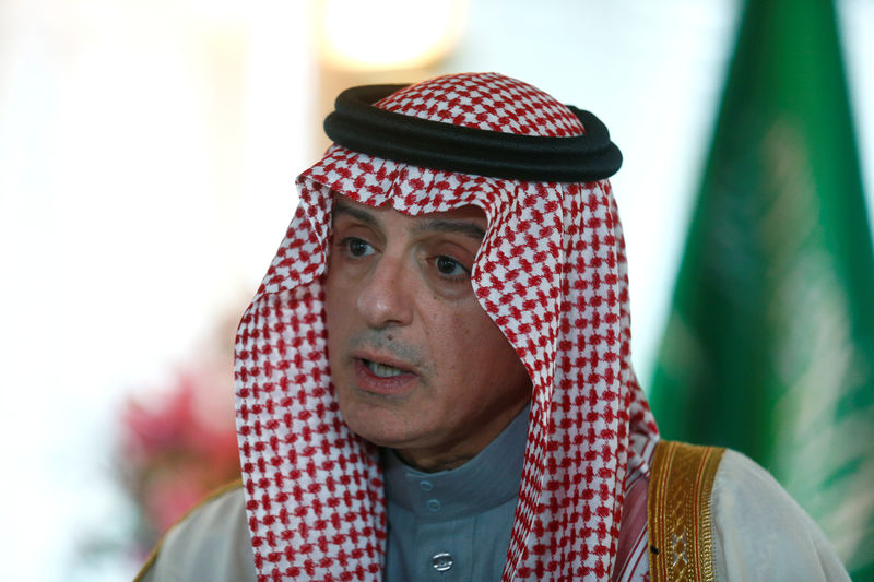 © Reuters. Saudi Arabia's Foreign Minister Adel al-Jubeir speaks during an interview with Reuters in Munich