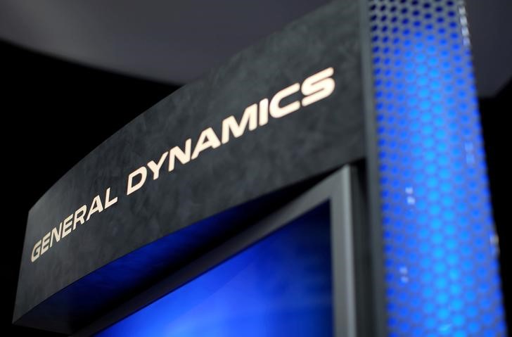 © Reuters. FILE PHOTO: A General Dynamics sign is shown at the International Association of Chiefs of Police conference in San Diego, California