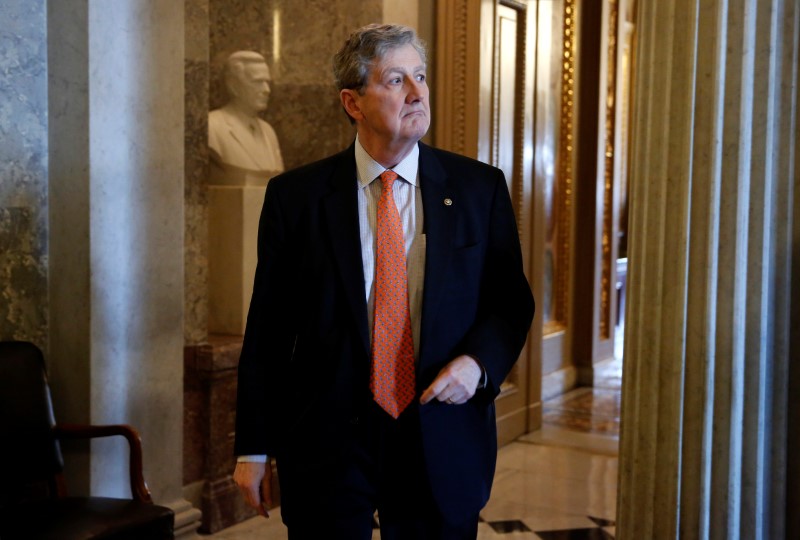 © Reuters. Senator John Kennedy (R-LA) walks after the Senate reached an agreement to end the shut down of the federal government on Capitol Hill in Washington