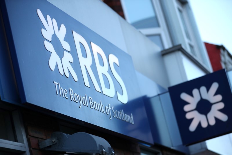 © Reuters. Branded signs are seen outside a branch of RBS bank in Nottingham