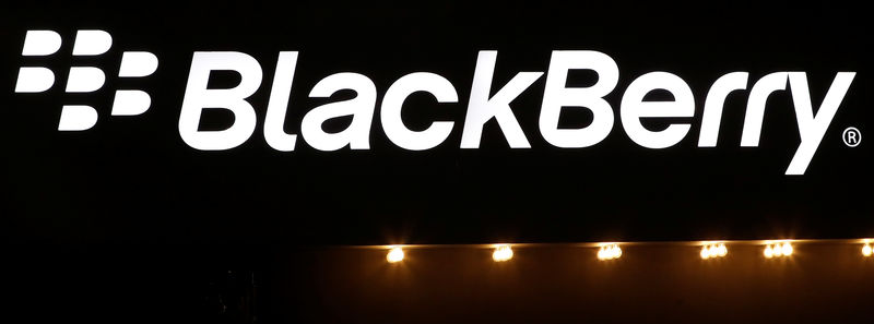 © Reuters. A BlackBerry logo is seen during the Mobile World Congress in Barcelona
