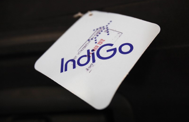 © Reuters. An IndiGo Airlines cabin baggage security check tag is pictured on a passenger's luggage at Bengaluru International Airport in Bangalore