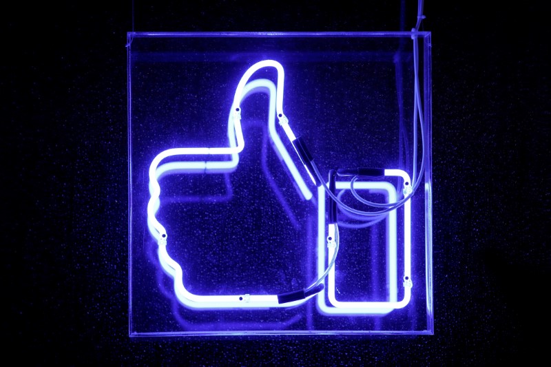 © Reuters. A Facebook like button is pictured at the Facebook's France headquarters in Paris