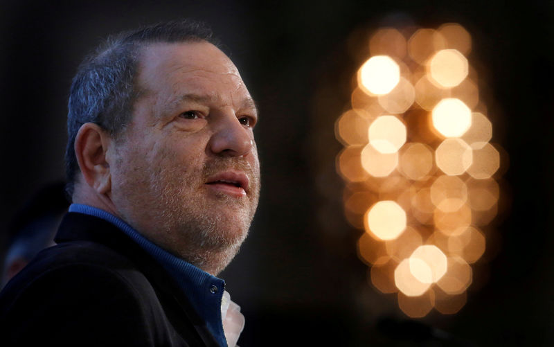 © Reuters. FILE PHOTO: Harvey Weinstein speaks at the UBS 40th Annual Global Media and Communications Conference in New York