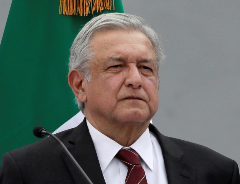 © Reuters. Leftist front-runner, Andres Manuel Lopez Obrador looks on after his register as presidential candidate of the National Regeneration Movement (MORENA) in Mexico City