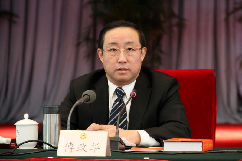 © Reuters. Fu Zhenghua, head of Beijing Municipal Public Security Bureau, is pictured during a meeting in Beijing