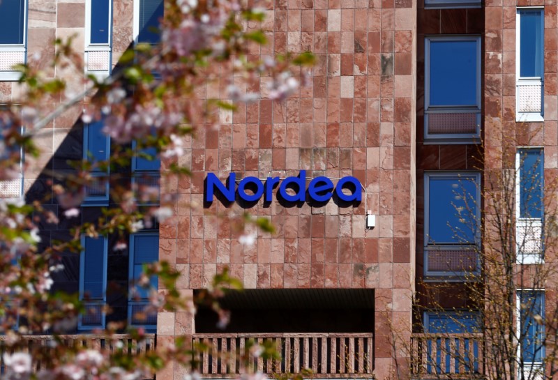 © Reuters. Nordea bank logo is seen at the bank's headquarters in Stockholm