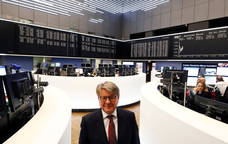 © Reuters. Theodor Weimer, new CEO of German stock exchange Deutsche Boerse AG, waits for his speech to inform the media about the planned renovations at the trading floor of Frankfurt's stock exchange in Frankfurt