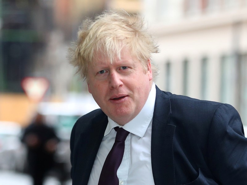 © Reuters. FILE PHOTO: Britain's Foreign Secretary, Boris Johnson, arrives at the BBC to appear on the Andrew Marr Show, in central London