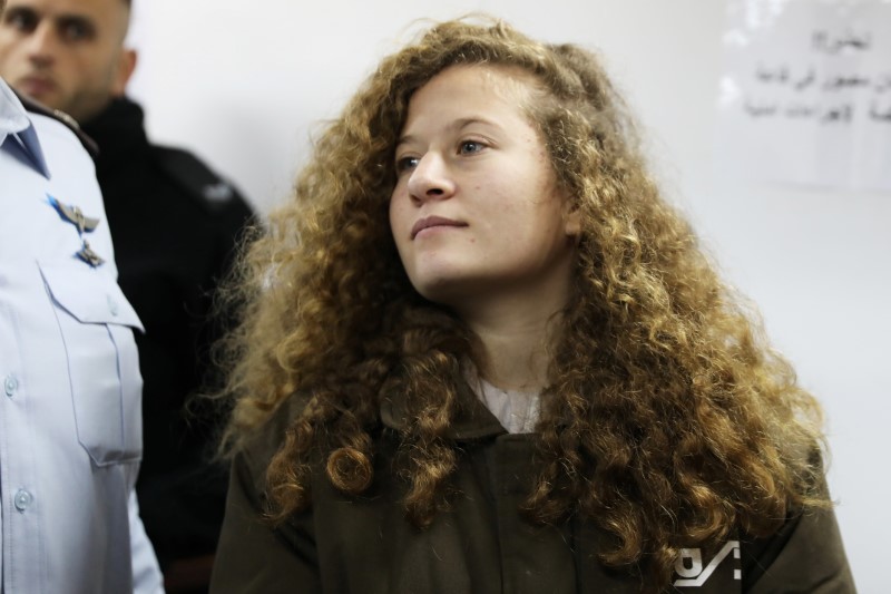 © Reuters. Adolescente palestina Ahed Tamimi em tribunal de Ramallah, na Cisjordânia