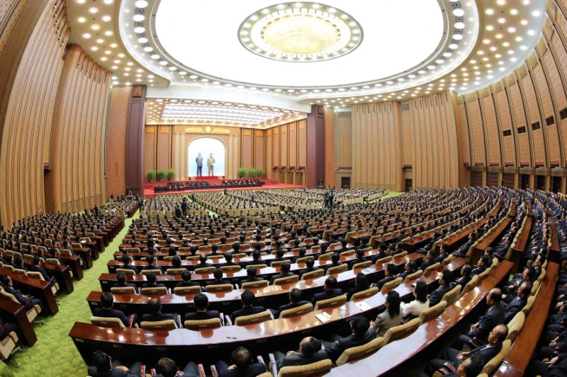 © Reuters. FILE PHOTO: The Fourth Session of the 13th Supreme People's Assembly (SPA) of North Korea is pictured in this undated photo released by North Korea's Korean Central News Agency (KCNA) in Pyongyang