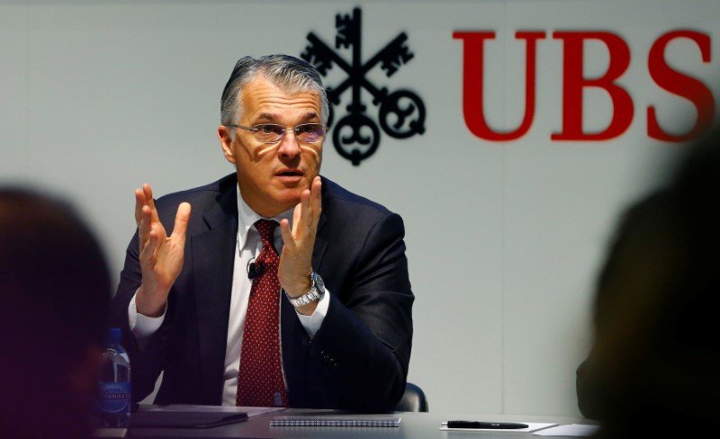 © Reuters. CEO Ermotti of Swiss bank UBS speaks at the annual news conference in Zurich