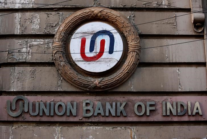 © Reuters. The logo of Union Bank of India is pictured on the wall of its branch in Kolkata