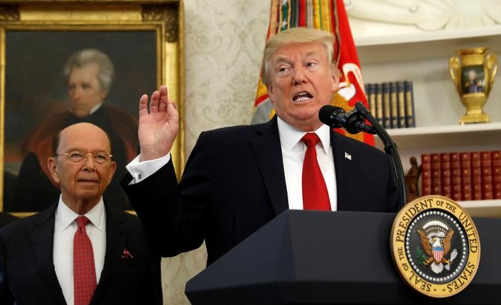 © Reuters. FILE PHOTO - Trump speaks at the MED Week White House awards ceremony in Washington