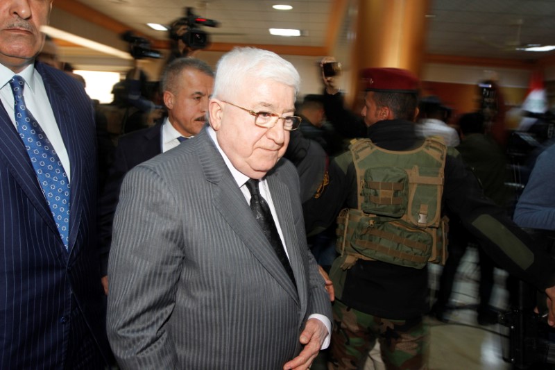 © Reuters. Iraq's President Fuad Masum attends a news conference in Kirkuk